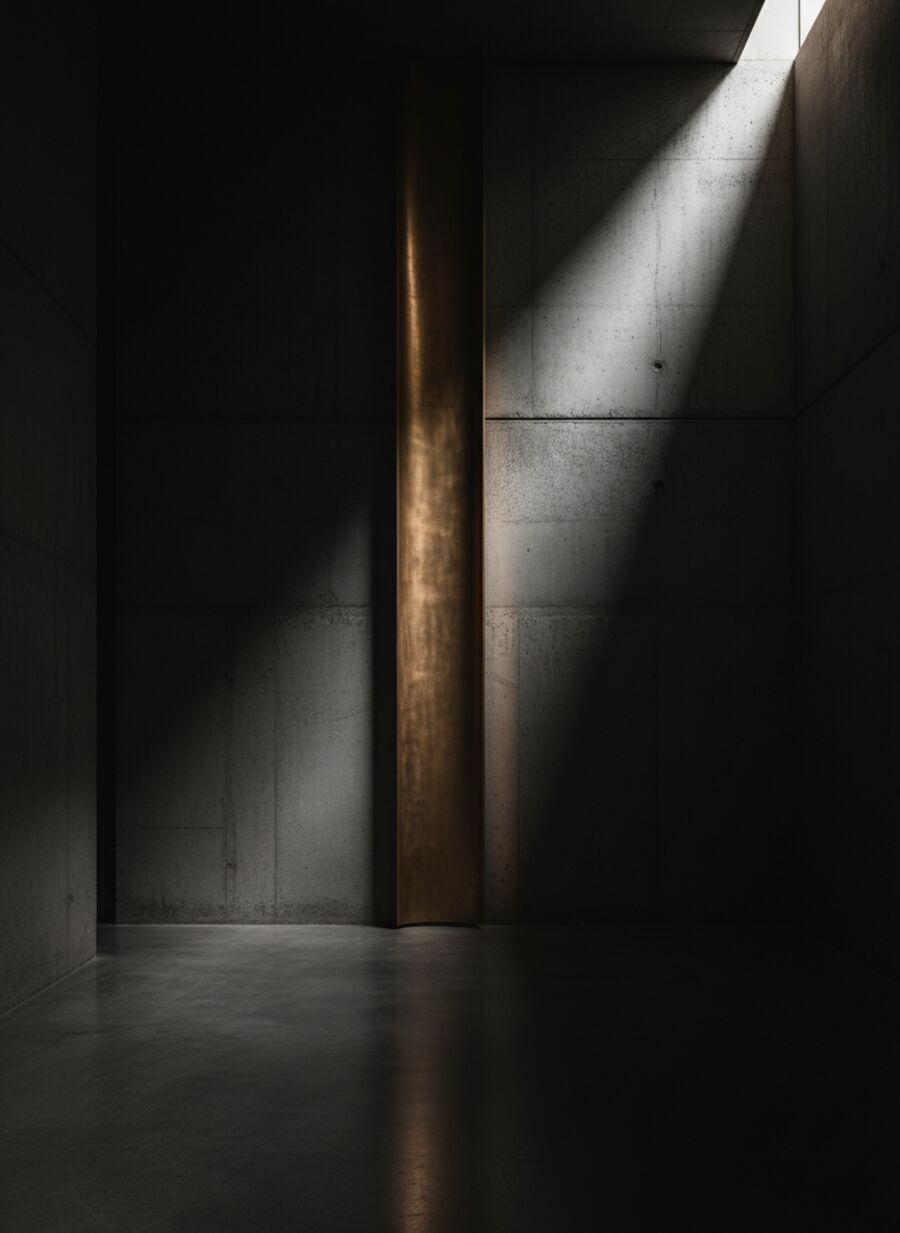 Private vault interior, ambient copper light